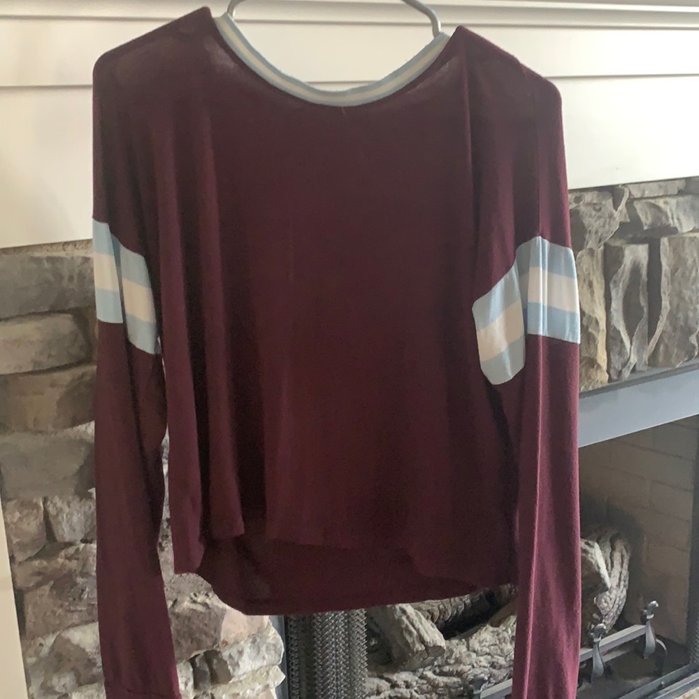 Maroon top with stripes